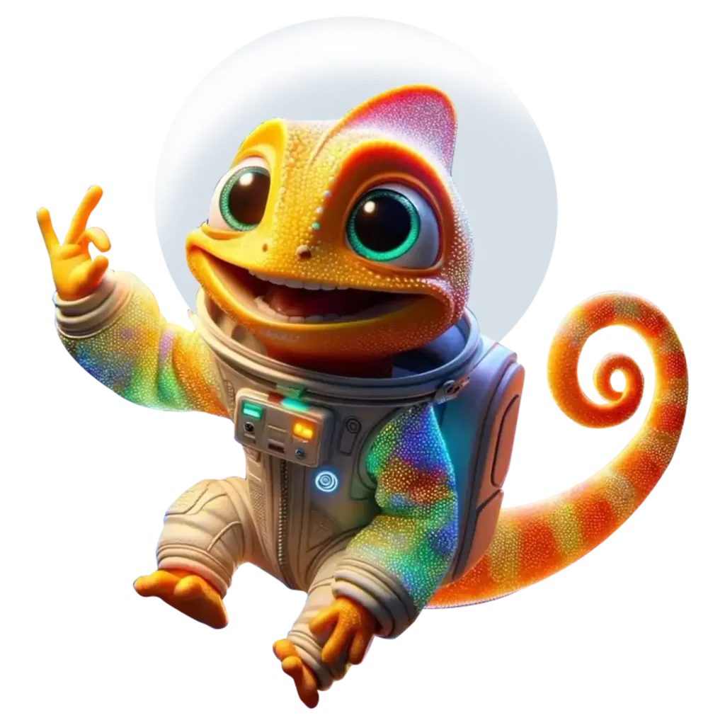 Chameleon astronaut mascota Kruger